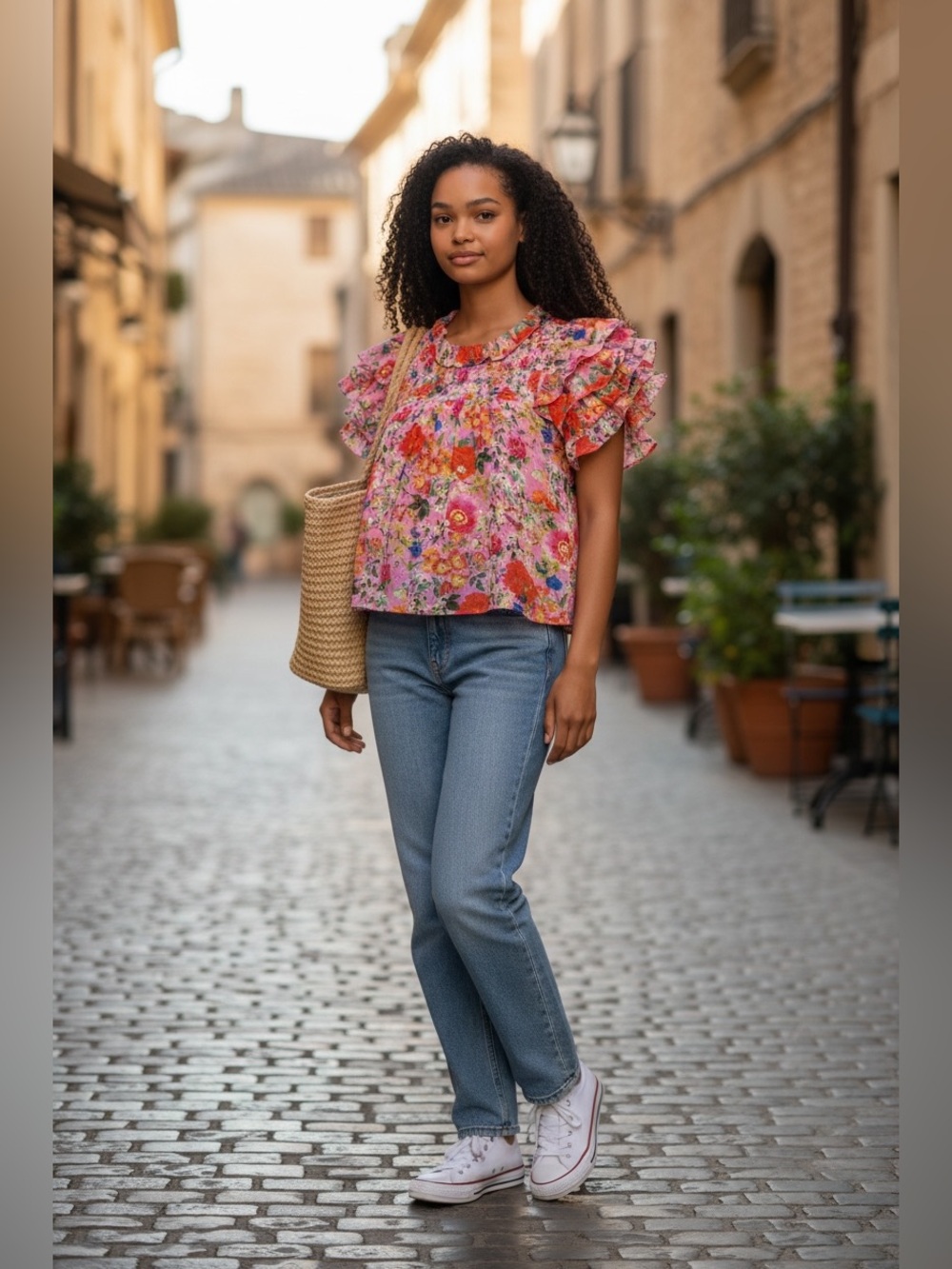 Rose & Olive Pink Floral Smocked Blouse